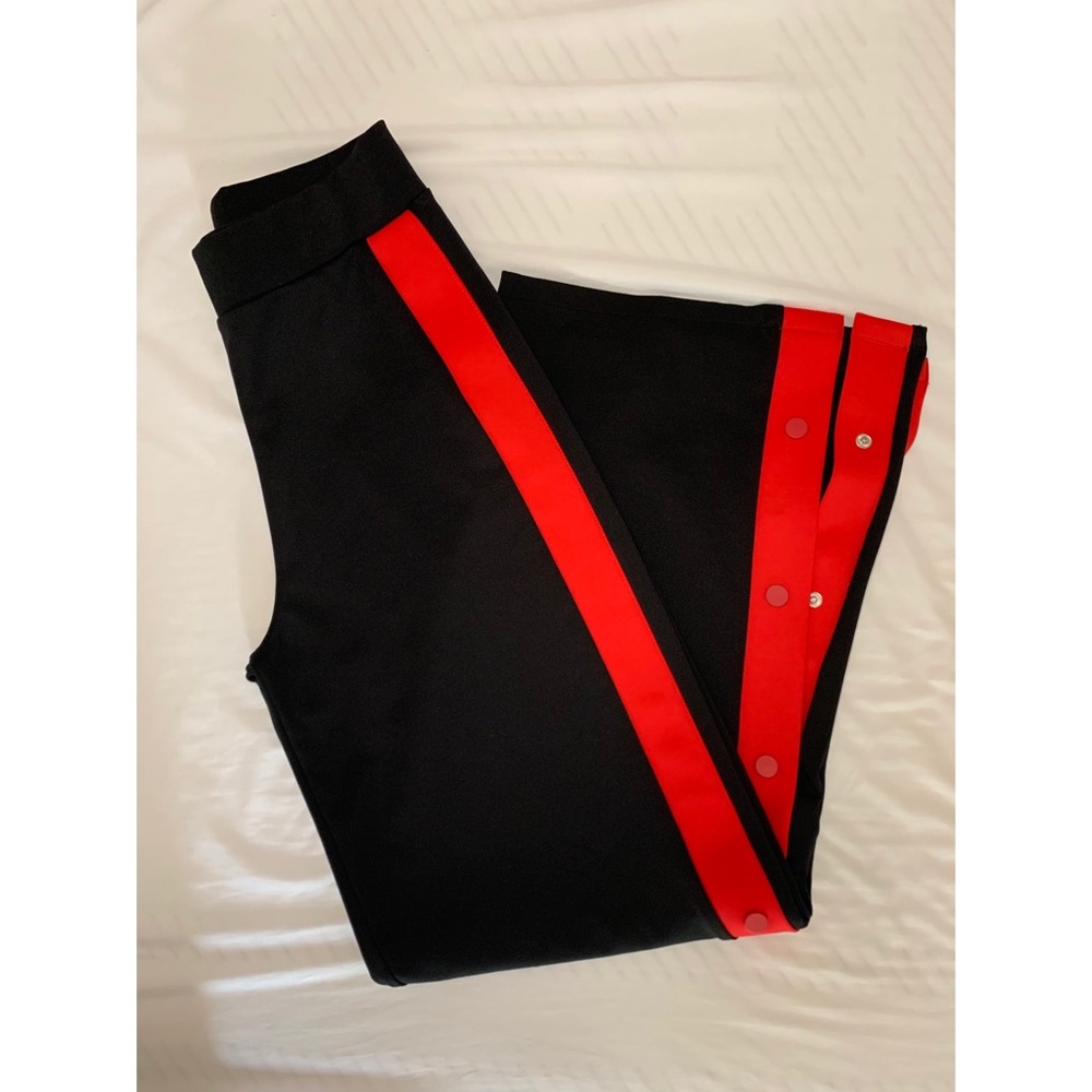Zara black and red striped track pant.